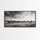 Elk Herd, Prairie Wildlife, Autumn Nature, Rustic Landscape, Framed Canvas Print, Western Wall Decor, Cabin Art, Living Room Print