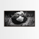 Sea Cave, Rocky Texture, Coastal Reflection, Natural Formations, Framed Canvas Print, Bathroom Art, Earthy Wall Decor, Zen Style