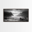 Foggy Valley, Highland Mist, Mountain View, Serene Landscape, Framed Canvas Print, Office Wall Art, Nature Escape, Zen Mountains