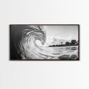 Ocean Wave Art, Coastal Decor, Heart Wave Wall Art, Black and White Photography, Canvas Print, Beach Bathroom, Surf Vibes, Minimalist Surf Home