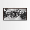 Tropical Beach Shack, Rustic Coastal Decor, Island Vibes, Palm Tree Jungle, Framed Canvas Print, Boho Living Room Wall Art