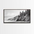Pacific Coast Cliffs, Moody Nature Photography, Ocean View Landscape, Framed Canvas Print, Coastal Bedroom or Office Wall Art