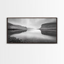 Misty Fjord Reflection, Calm Water Scene, Nordic Landscape, Peaceful Wall Decor, Canvas Print, Office Wall Art, Minimalist Mountains
