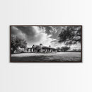 Southwestern Ranch Home, Texas House Scene, Peaceful Rural Living, Framed Canvas Print, Rustic Landscape Art, Living Room Decor
