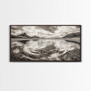 Rippled Water, Mountain View, Serene Beach, Nature Landscape, Canvas Print, minimalist art, spa decor, Scandinavian wall accent