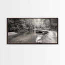 Stone Bridge, Forest Path, Quiet Creek, Peaceful Nature, Canvas Print, tranquil woodland art, Fall entryway piece, rustic landscape