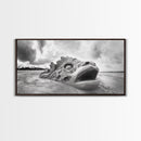 Dragon Head Sculpture, Beach Sand Art, Mythical Creature Decor, Fantasy Vibes, Framed Canvas Print, Game Room Wall Art, Office Wall Art