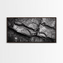 Stone Texture Closeup, Abstract Rock Pattern, Black and White Minimalist, Canvas Print, Modern Wall Art, Office Decor, Earthy Tones