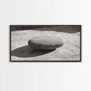 Zen Stone Focus, Natural Simplicity, Black and White Minimalist, Canvas Print, Spa Wall Art, Serene Bathroom Decor, Peaceful Aesthetic