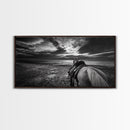 Horseback Beach, Sunset Ride, Equestrian Art, Moody Horizon Scene, Canvas Print, Cowboy Country Decor, Rustic Living Room Wall Art