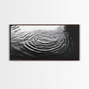 Water Ripples Zen, Abstract Motion, Monochrome Fluid Art, Canvas Print, Modern Minimalist Wall Art, Bathroom or Spa Room Decor