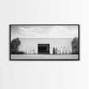 Surfboards, Beach Garage, Modern Coastal, Ocean Style, Framed Canvas Print, surf shack decor, teen room wall art, minimalist beach art