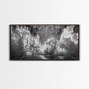 Ocean Splash, Sea Foam, Abstract Water, Coastal Waves, Framed Canvas Print, bathroom wall art, modern ocean photography, moody water art