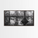 Swamp Trees, Cypress Water, Nature Reflections, Marsh Scene, Framed Canvas Print, rustic cabin decor, hallway wall art, forest wall print