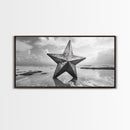 Weathered Star Sculpture, Coastal Symbol, Beach Art, Framed Canvas Print, Americana Wall Art, Entryway Decor, Rustic Beach House