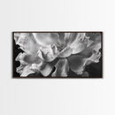 Floral Closeup, Petal Texture, Macro Bloom, Canvas Print, Botanical Bedroom Wall Art, Black And White Flower, Modern Nature Photography