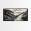 Cliffside Trail Path, Coastal Hiking Print, Rugged Ocean View, Nature Adventure Wall Art, Rustic Modern Decor, Framed Canvas Print