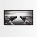 Rocky Inlet, Ocean View, Symmetry Nature, Coastal Zen, Canvas Print, Minimalist Bathroom Art, Tranquil Bedroom Wall Decor, Entryway Accent