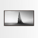Sharp Spire, Abstract Rock, Desert Sculpture, Canvas Print, Minimalist Wall Art, Office Decor, Nature Geometry, Monochrome Art