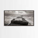 Ocean and Book, Moody Literary Print, Surreal Seascape Art, Framed Canvas Print, Library or Reading Nook Wall Decor, Dark Academia
