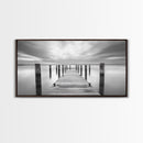 Wooden Dock Scene, Peaceful Lake Sunset, Minimalist Waterfront, Canvas Print, Zen Bedroom Wall Art, Tranquil Meditation Decor