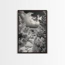 Snowy Pine Path, Winter Forest Light, Frozen Landscape Art, Canvas Print, Holiday Wall Art, Minimalist Winter, Nordic Style Decor