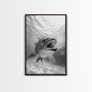 Underwater Fish, Ocean Predator, Aquatic Wildlife, Canvas Print, Bathroom Wall Art, Coastal Nautical Decor, Marine Photography