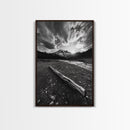 Mountain Sunrise Drift, Alpine Peak Glow, Majestic Morning View, Framed Canvas Print, Entryway Wall Art, Moody Nature Decor, Cabin Style