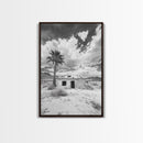 Palm Tree, Desert Shack, Abandoned Beauty, Western Minimalism, Canvas Print, Living Room Wall Art, Rustic Modern Style, Boho Wall Decor