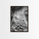 Ice Cave Opening, Winter Wonderland, Arctic Light, Framed Canvas Print, Bedroom Wall Art, Nordic Landscape, Minimalist Winter Art