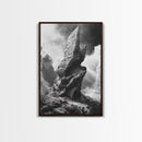 Abstract Rock Tower, Nature Photography, Stormy Sky, Canvas Print, Rustic Decor, Earthy Wall Art, Living Room Art, Moody Landscape Print