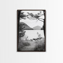 Forest Lake, Mountain View, Peaceful Trail, Framed Canvas Print, Cabin Decor, Fall Landscape, Living Room Art, Tranquil Nature Print