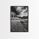 Mountain Valley, Stormy Sky, Western Landscape, Framed Canvas Print, Office Wall Art, Moody Nature Decor, Fall Art, Wilderness Style