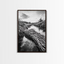 Nature Escape, Stream View, Rustic Landscape, Autumn Calm, Framed Canvas Print, Nature art, Rustic Wall Decor, Cabin Art, Office Artwork
