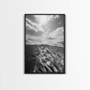 Underwater Scene, School of Fish, Ocean Photography, Split Shot Water, Framed Canvas Print, Bathroom Wall Art, Coastal Decor