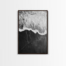 Wave Edge, Cracked Earth, Tide Meets Stone, Nature Contrast, Canvas Print, Abstract Ocean Art, Minimalist Wall Decor, Bathroom Artwork