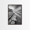 Eroded Riverbed, Desert Rock, Serene Canyon, Long Exposure, Framed Canvas Print, Earth Tones, Dining Room Decor, Nature Inspired
