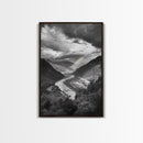Mountain Valley, Rainbow River, Forest Panorama, Cloud Drama, Framed Canvas Print, Living Room Wall Art, Tranquil Nature, Scenic Beauty