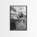 Sand Boat, Beach Sculpture, Dramatic Clouds, Textured Art, Framed Canvas Print, nautical wall art, coastal boho decor, modern beach print