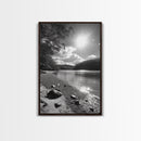 Ocean Shoreline, Serene Landscape, Coastal Photography, Canvas Print, Modern Nature Decor, Living Room Wall Art, Black and White Art