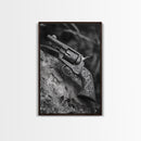 Floral Engraved Revolver, Vintage Western Gun, Cowboy Detail Shot, Canvas Print, Man Cave Art, Rustic Americana Wall Style