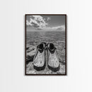 Ocean Fins, Coastal Escape, Underwater Adventure, Canvas Print, Beach Bathroom Wall Art, Nautical Photography, Black and White Decor