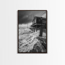 Stormy Coastline, Ocean Waves, Seaside House, Canvas Print, Coastal Wall Art, Beach House Decor, Nautical Photography, Moody Art