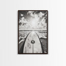 Surfboard Horizon, Ocean Waves, Beach Photography, Summer Vibes, Canvas Print, Teen Room Wall Art, Coastal Decor, Modern Surf Art