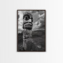 Tribal Totem, Ancient Spirit, Cultural Power, Canvas Print, Rustic Wall Art, Boho Living Room Decor, Ethnic History Accent