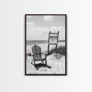 Wanted Poster, Beach Chair, Western Humor, Framed Canvas Print, Man Cave Decor, Coastal Country Style, Black and White Photography