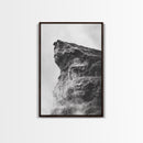Stone Cliff Form, Abstract Rock Shape, Moody Earth Scene, Nature Texture, Framed Canvas Print, Office Wall Art, Minimalist Mountain Decor