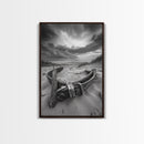 Coastal Relic, Rustic Sand Dunes, Weathered Wood, Canvas Print, Beach House Wall Art, Moody Ocean Decor, Fall Home Styling