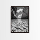 Clear Waterscape, Rocky Shoreline, Tropical Escape, Nature Photography, Framed Canvas Print, Beach House Coastal Wall Art