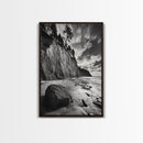 Cliffside Trees, Coastal Horizon, Rugged Seashore, Pacific Northwest Print, Framed Canvas Print, Fall Nature Wall Art, Den Decor